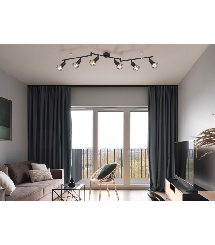 Xara I Ceiling Spotlight Bar Matt Black 6x E14-5