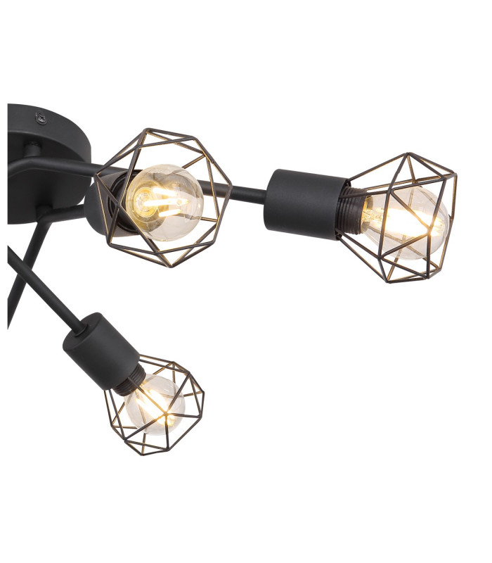 Xara I Multi Arm Semi Flush Ceiling Lamp Black 6x E14-4
