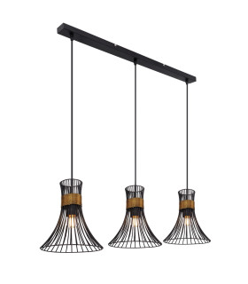 Purra Bar Pendant Ceiling Light Black 3x E27-1