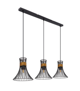 Purra Bar Pendant Ceiling Light Black 3x E27-2