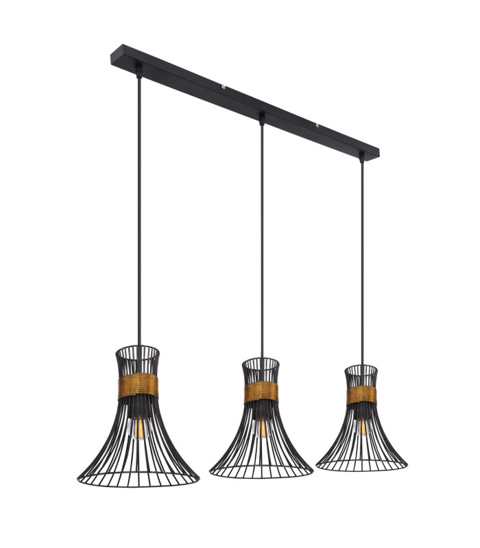Purra Bar Pendant Ceiling Light Black 3x E27-2