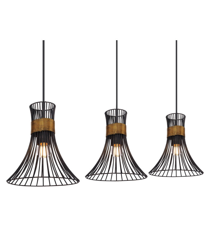 Purra Bar Pendant Ceiling Light Black 3x E27-4