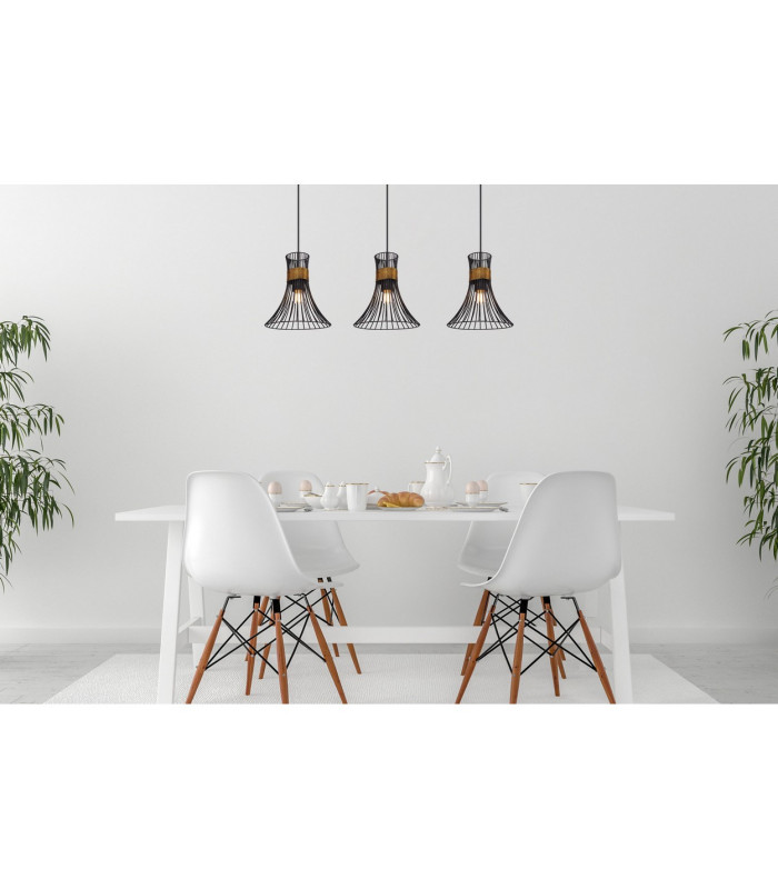 Purra Bar Pendant Ceiling Light Black 3x E27-7
