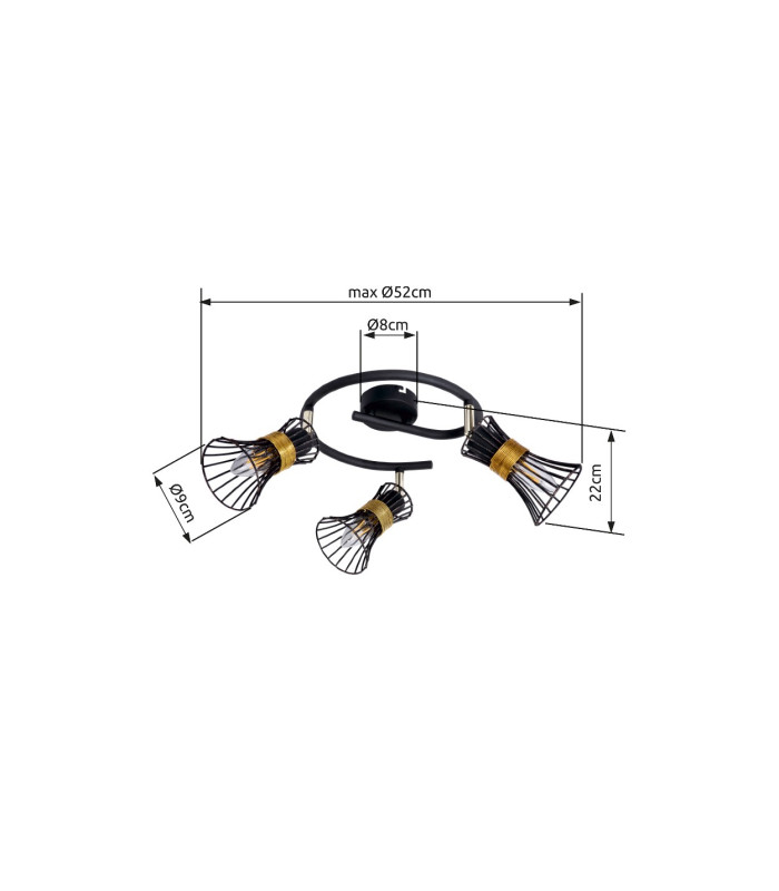Purra Ceiling Spotlight Clusters Black 3x E14-9