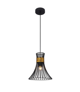 Purra Wire Frame Pendant Ceiling Light Black 1x E27-1