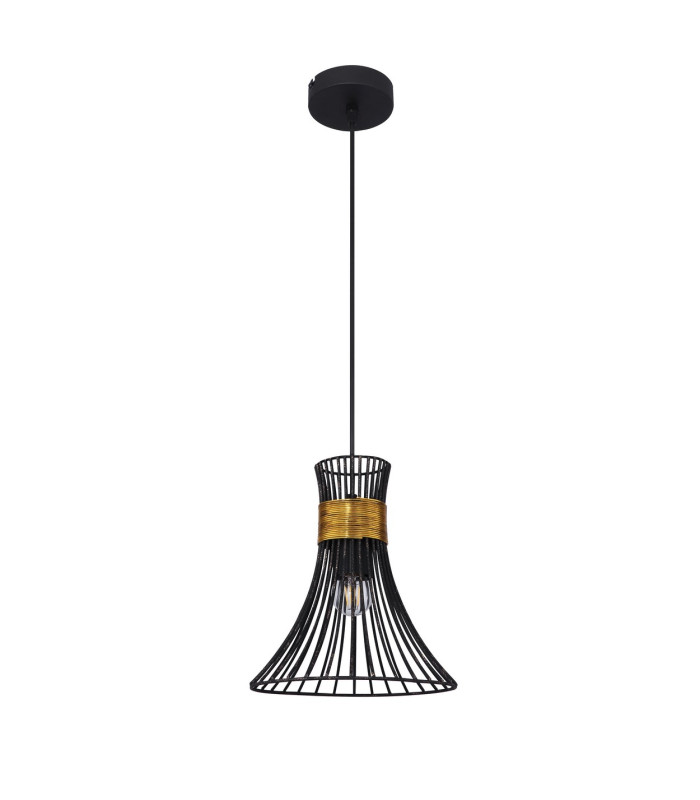 Purra Wire Frame Pendant Ceiling Light Black 1x E27-2