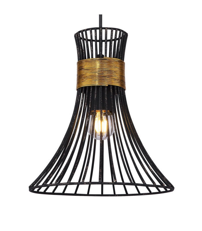 Purra Wire Frame Pendant Ceiling Light Black 1x E27-3