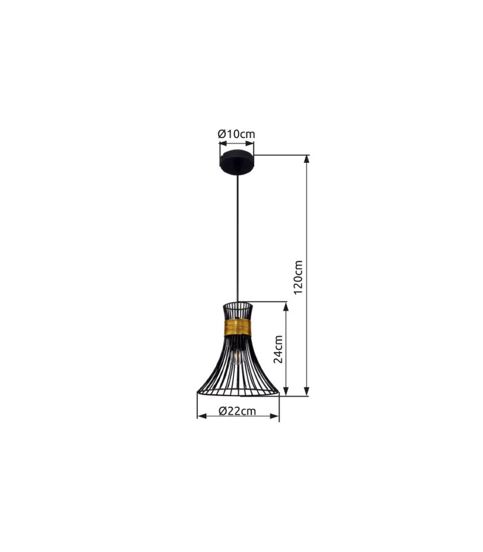 Purra Wire Frame Pendant Ceiling Light Black 1x E27-6