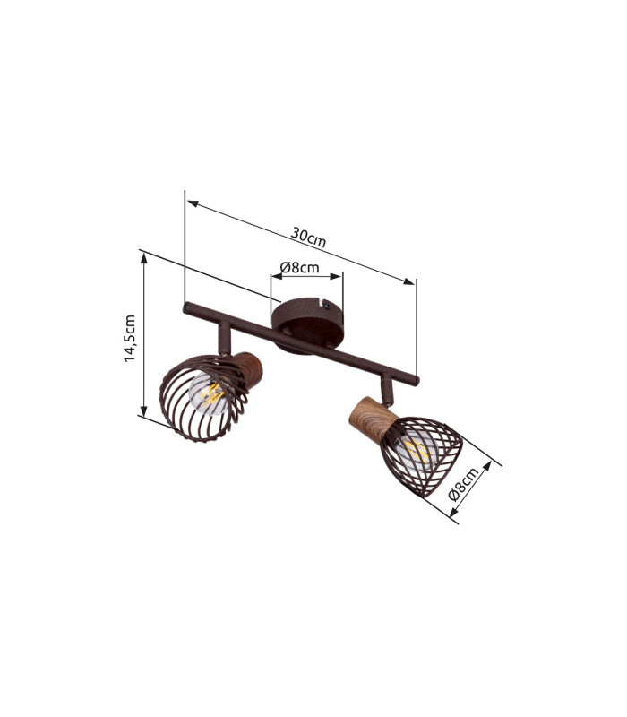 Isabelle Twin Ceiling Spotlight Rust Colored 2x E14-9