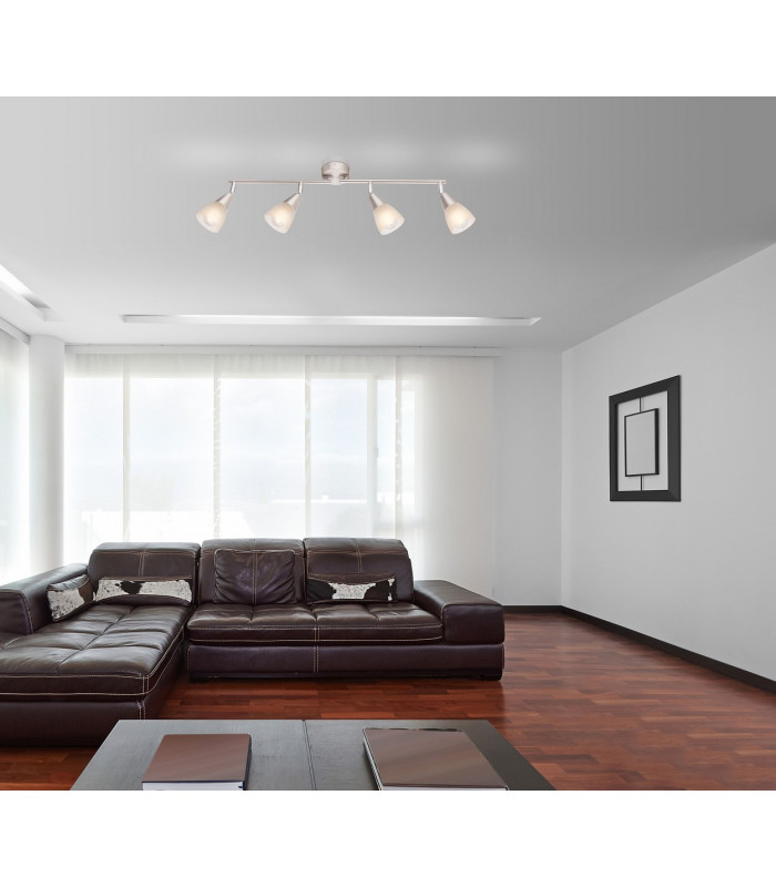 Tadeus I Ceiling Spotlight Bar Nickel Matt Satined Glass Shade 4x E14-3