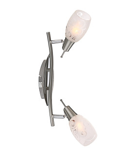 Florita Twin Ceiling Spotlight Chrome Opal Glass Shade 2x E14