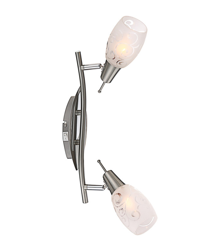 Florita Twin Ceiling Spotlight Chrome Opal Glass Shade 2x E14