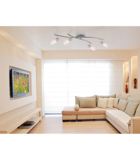 Florita Ceiling Spotlight Bar Chrome Opal Glass Shade 4x E14-2