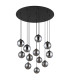 Riha Cluster Pendant Ceiling Light Matt Black Balls Smoke Glass Shade 12x G9 3000K-2