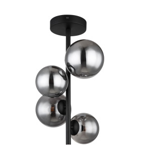 Riha Globe Ceiling Light Matt Black Smoke Glass Shade 4x G9 3000K-2