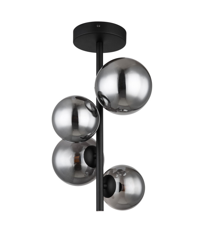 Riha Globe Ceiling Light Matt Black Smoke Glass Shade 4x G9 3000K-2