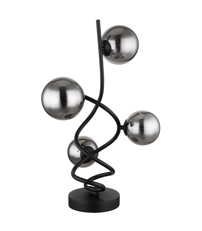 Riha Globe Table Lamp Matt Black Smoke Glass Shade 4x G9 3000K-2