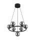 Riha Globe Pendant Ceiling Light Matt Black Balls Smoke Glass Shade 7x G9 3000K-2