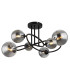 Riha Multi Arm Semi Flush Ceiling Lamp Matt Black Smoke Glass Shade 6x G9 3000K-1