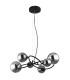 Riha Globe Pendant Ceiling Light Matt Black Smoke Glass Shade 6x G9 3000K-2