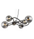 Riha Globe Pendant Ceiling Light Matt Black Smoke Glass Shade 6x G9 3000K-3