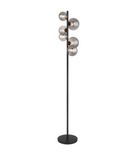 Riha Multi Arm Floor Lamp Matt Black Smoke Glass Shade 6x G9 3000K-1