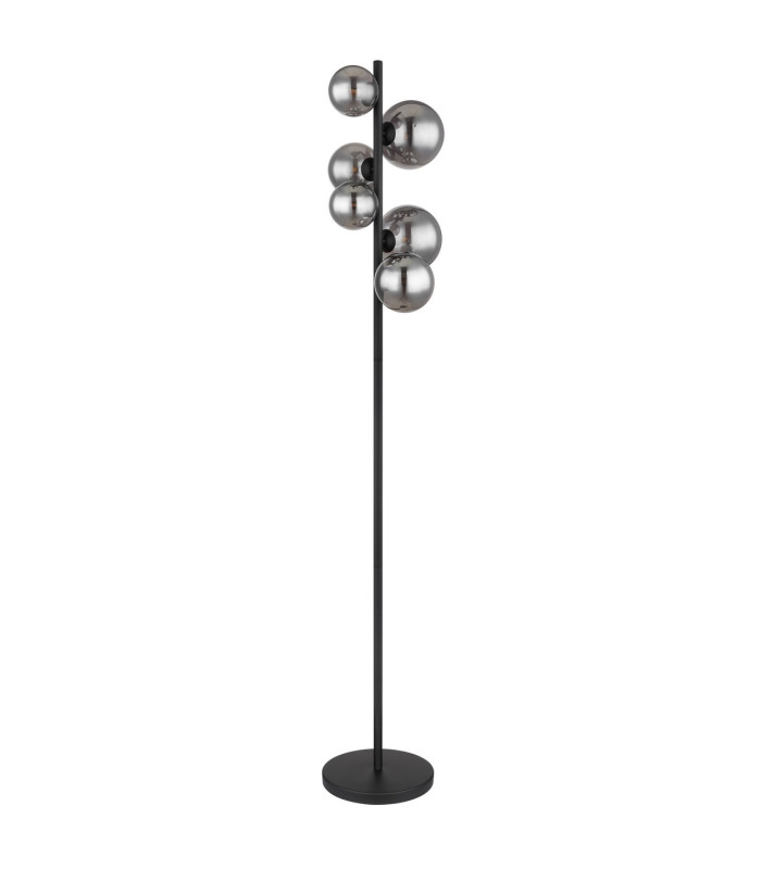 Riha Multi Arm Floor Lamp Matt Black Smoke Glass Shade 6x G9 3000K-2
