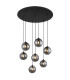 Riha Cluster Pendant Ceiling Light Matt Black Balls Smoke Glass Shade 7x G9 3000K-1