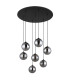 Riha Cluster Pendant Ceiling Light Matt Black Balls Smoke Glass Shade 7x G9 3000K-2