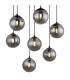 Riha Cluster Pendant Ceiling Light Matt Black Balls Smoke Glass Shade 7x G9 3000K-3