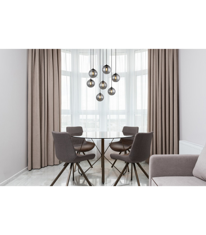 Riha Cluster Pendant Ceiling Light Matt Black Balls Smoke Glass Shade 7x G9 3000K-4