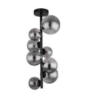 Riha Globe Ceiling Light Matt Black Smoke Glass Shade 8x G9 3000K-2