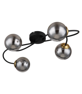 Jorge Multi Arm Semi Flush Ceiling Lamp Matt Black Smoke Glass Shade 4x G9-2