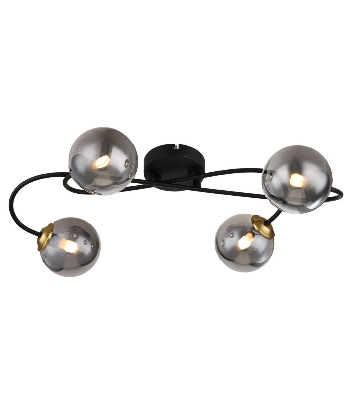 Jorge Multi Arm Semi Flush Ceiling Lamp Matt Black Smoke Glass Shade 4x G9-3