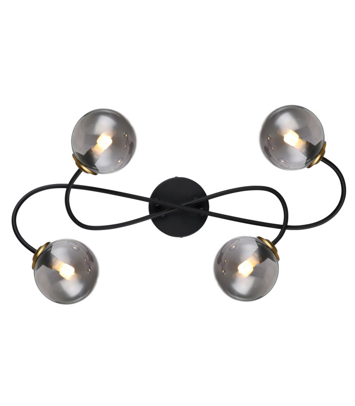 Jorge Multi Arm Semi Flush Ceiling Lamp Matt Black Smoke Glass Shade 4x G9-4