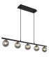 Jorge Bar Pendant Ceiling Light Matt Black Smoke Glass Shade 5x G9-1