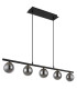 Jorge Bar Pendant Ceiling Light Matt Black Smoke Glass Shade 5x G9-2