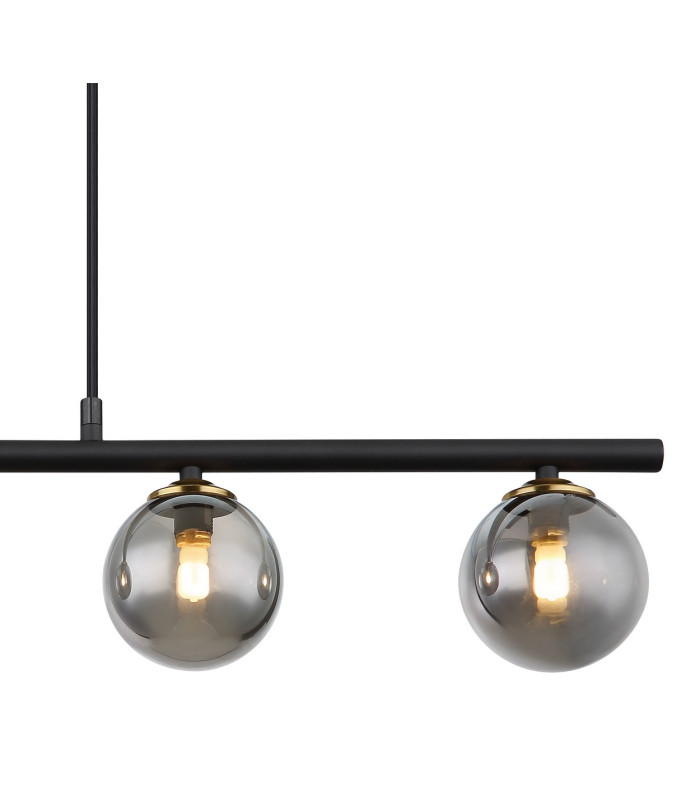 Jorge Bar Pendant Ceiling Light Matt Black Smoke Glass Shade 5x G9-4