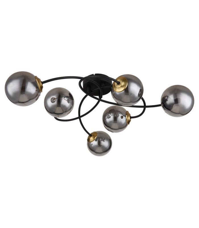 Jorge Multi Arm Semi Flush Ceiling Lamp Matt Black Smoke Glass Shade 6x G9-2