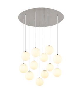 Riha Cluster Pendant Ceiling Light Nickel Matt Balls Opal Glass Shade 12x G9 3000K-1