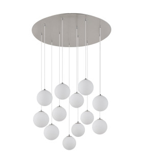 Riha Cluster Pendant Ceiling Light Nickel Matt Balls Opal Glass Shade 12x G9 3000K-2