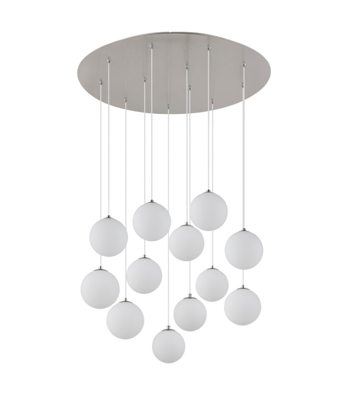 Riha Cluster Pendant Ceiling Light Nickel Matt Balls Opal Glass Shade 12x G9 3000K-2