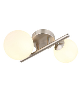 Riha Globe Wall Lights Nickel Matt Opal Glass Shade 2x G9 3000K-1
