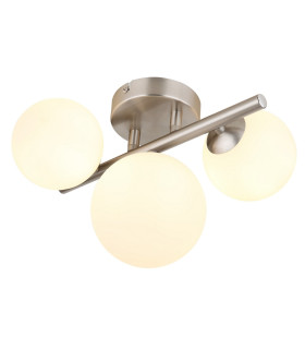 Riha Globe Ceiling Light Nickel Matt Opal Glass Shade 3x G9 3000K-1
