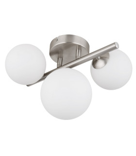 Riha Globe Ceiling Light Nickel Matt Opal Glass Shade 3x G9 3000K-2