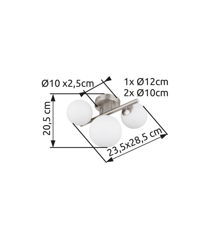 Riha Globe Ceiling Light Nickel Matt Opal Glass Shade 3x G9 3000K-5