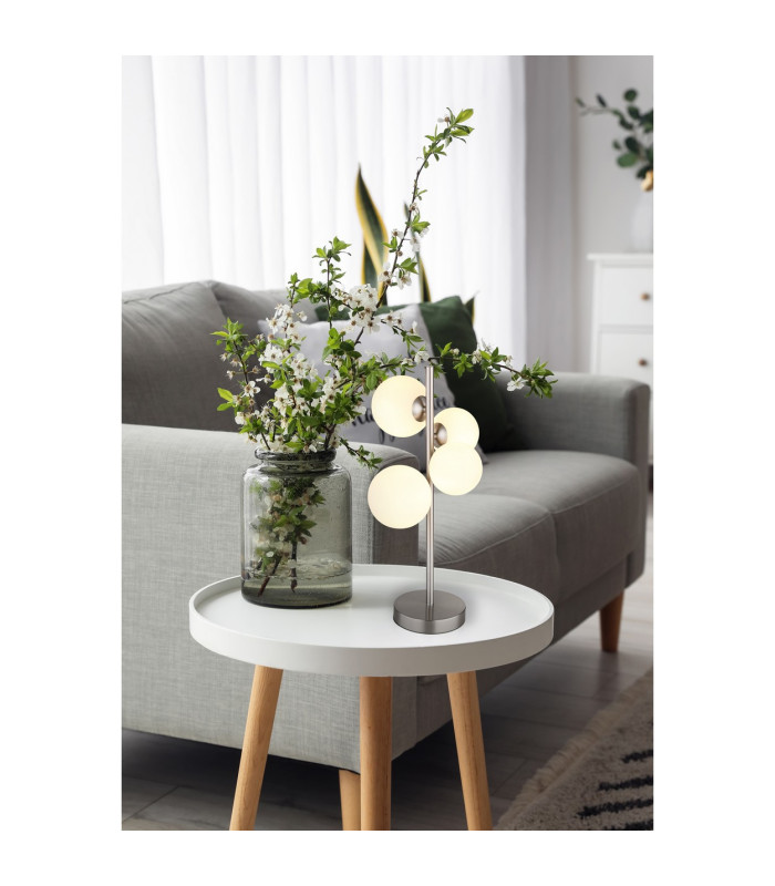 Riha Globe Table Lamp Nickel Matt Opal Glass Shade 4x G9 3000K-4