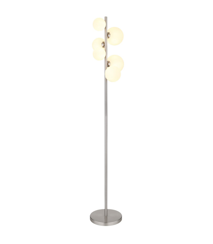 Riha Multi Arm Floor Lamp Nickel Matt Opal Glass Shade 6x G9 3000K-1