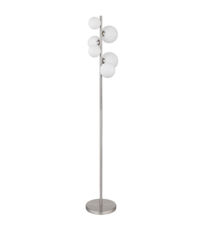 Riha Multi Arm Floor Lamp Nickel Matt Opal Glass Shade 6x G9 3000K-2