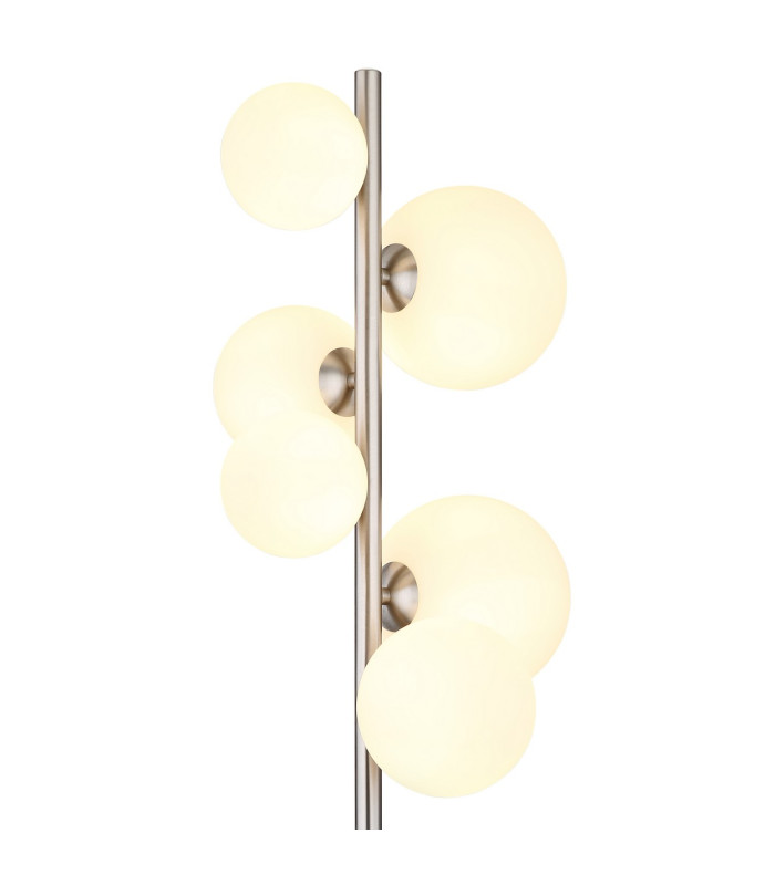 Riha Multi Arm Floor Lamp Nickel Matt Opal Glass Shade 6x G9 3000K-3